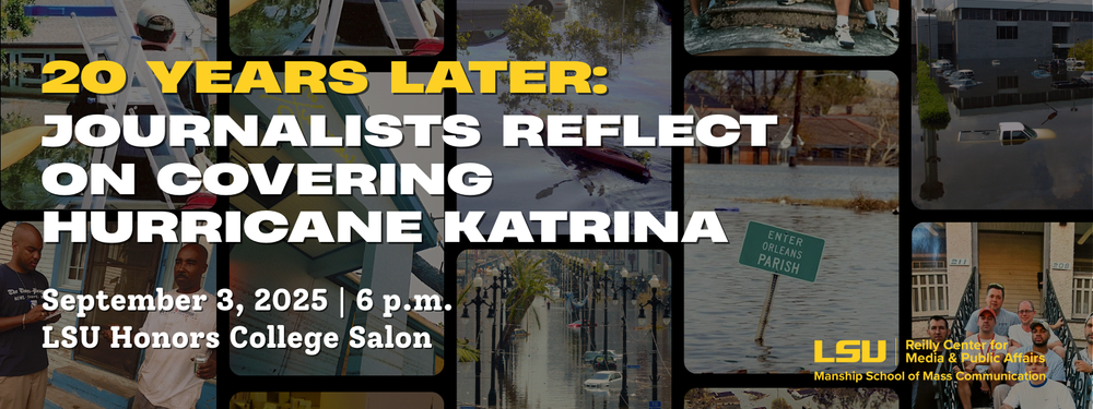 Promotional artwork with hurricane Katrina photos